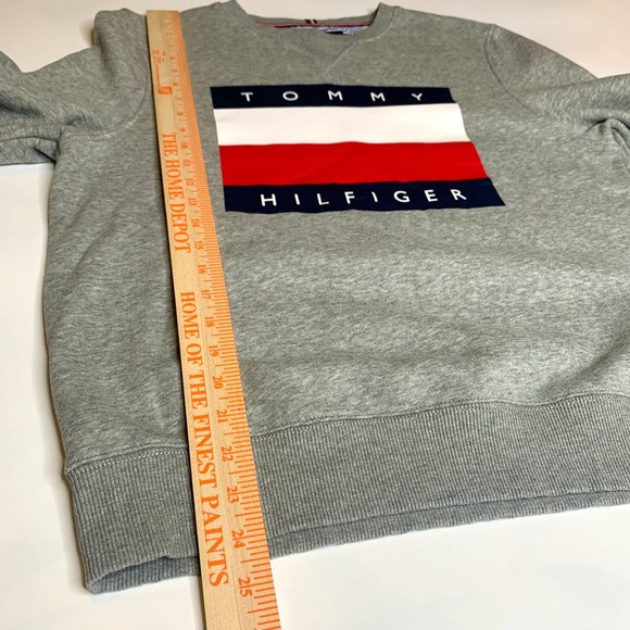TOMMY HILFIGER Mens Heather Gray Large Graphic Logo Crew Neck Sweatshirt Small - Picture 5 of 9